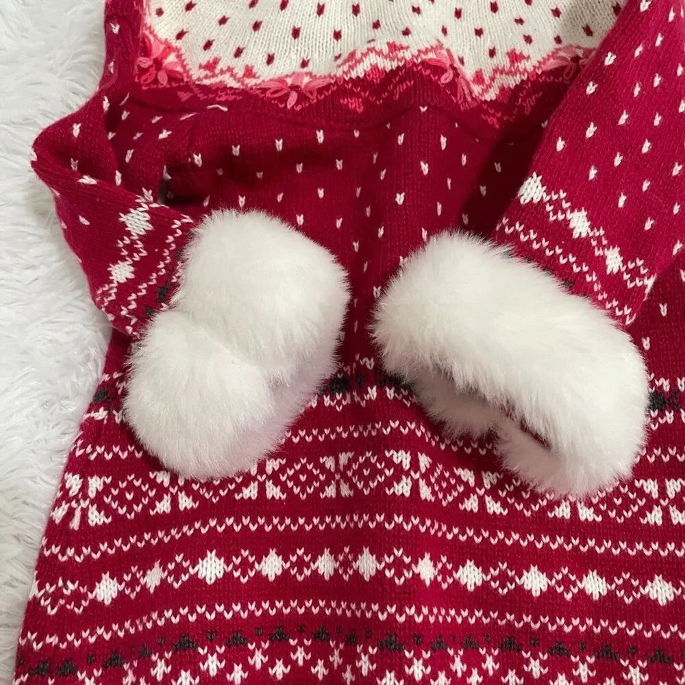 Kids Aspen Snow Flake Sweater in Red and White Size 0-3M